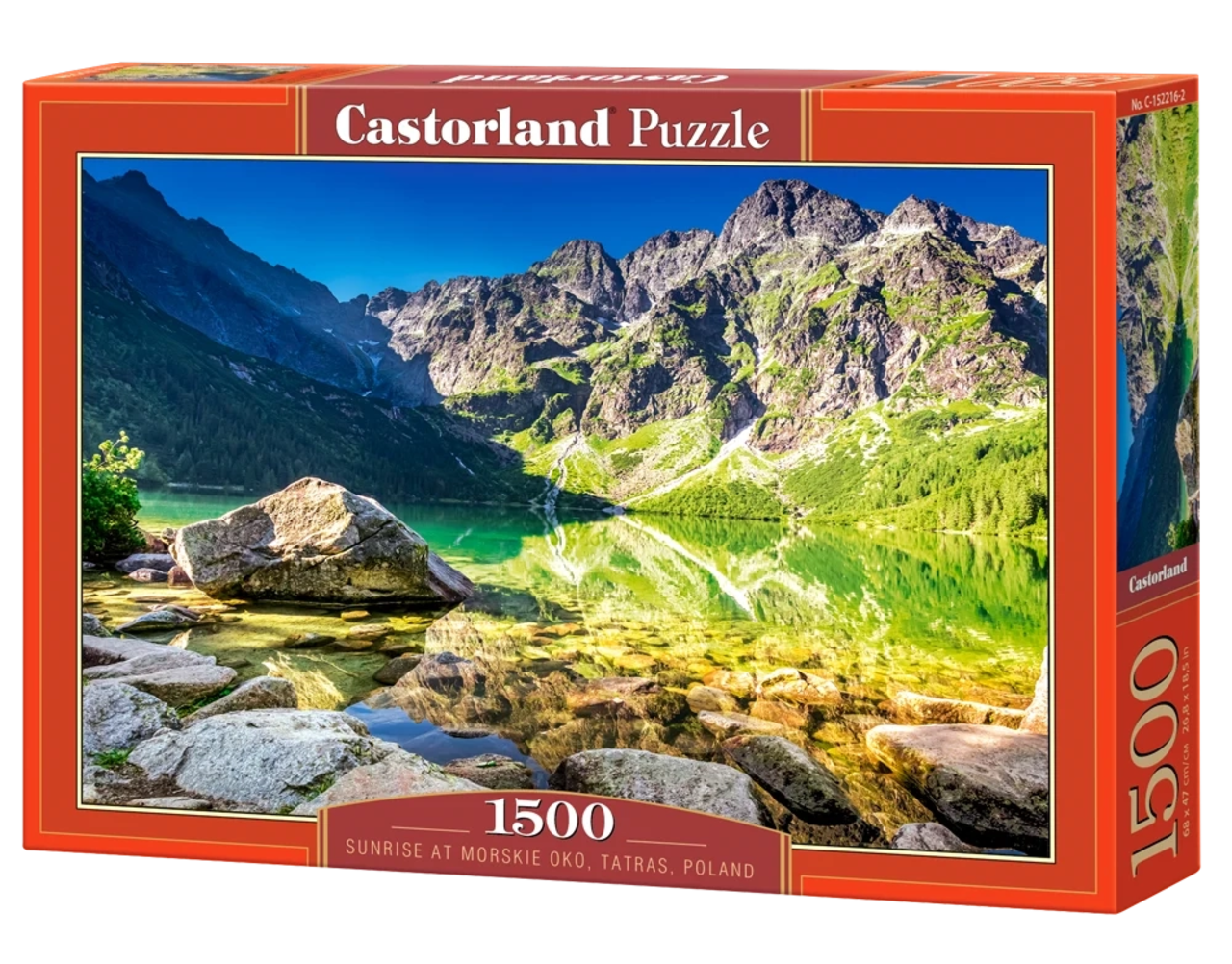 1500 Piece Jigsaw Puzzle, Sunrise at Morskie Oko, Tatras, Poland, Rocky Peak Nature Scene, Mountain landscape, Adult Puzzle, Castorland C-152216-2
